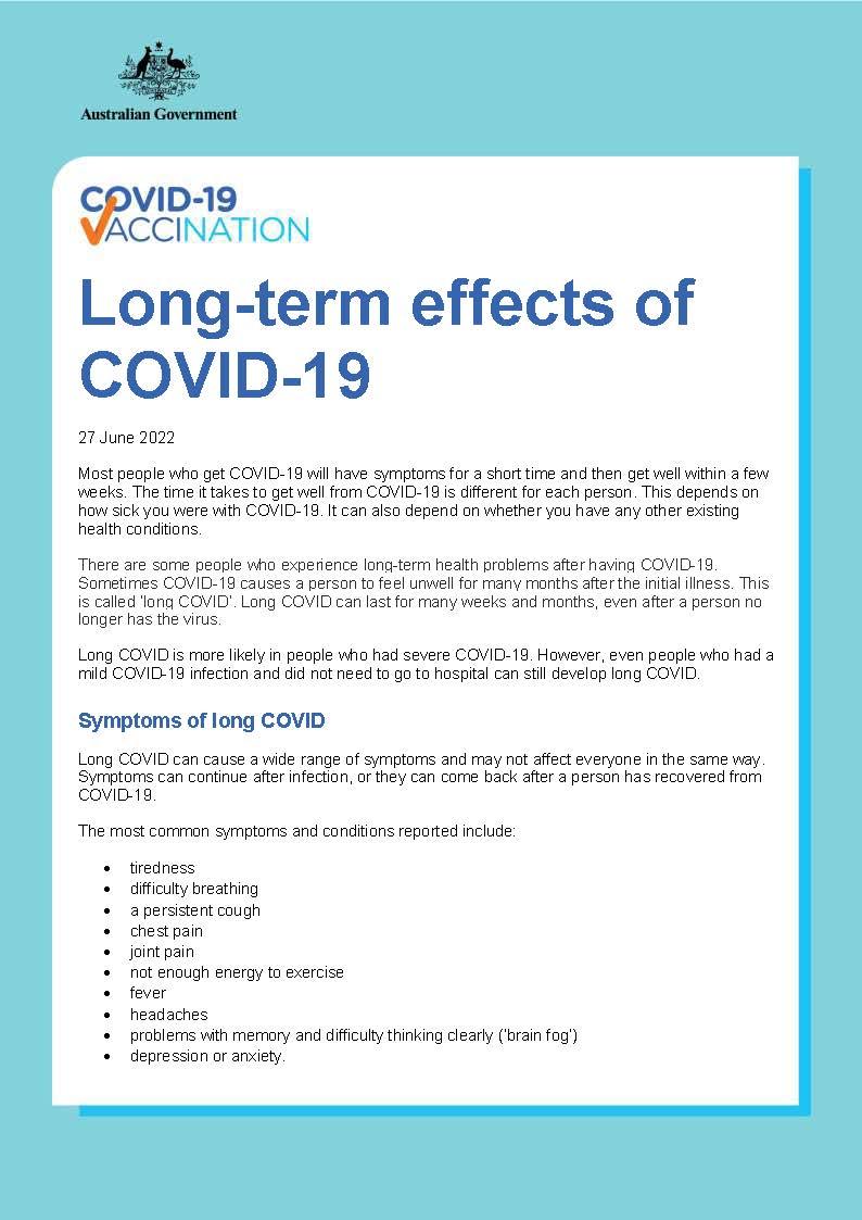 COVID-19 vaccination – Long-term effects of COVID-19