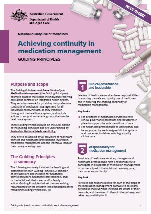 Cover image for the Fact sheet Achieving continuity in medication management