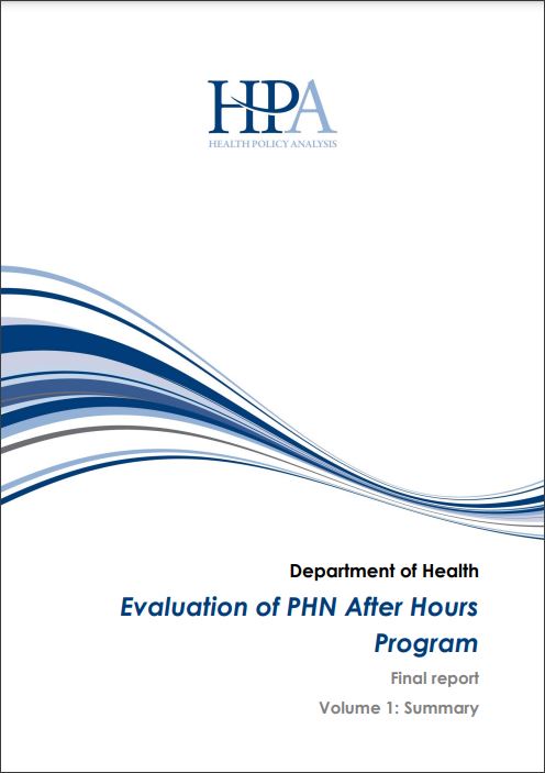 Cover of PHN After Hours Evaluation Report Volume 1 Summary Report