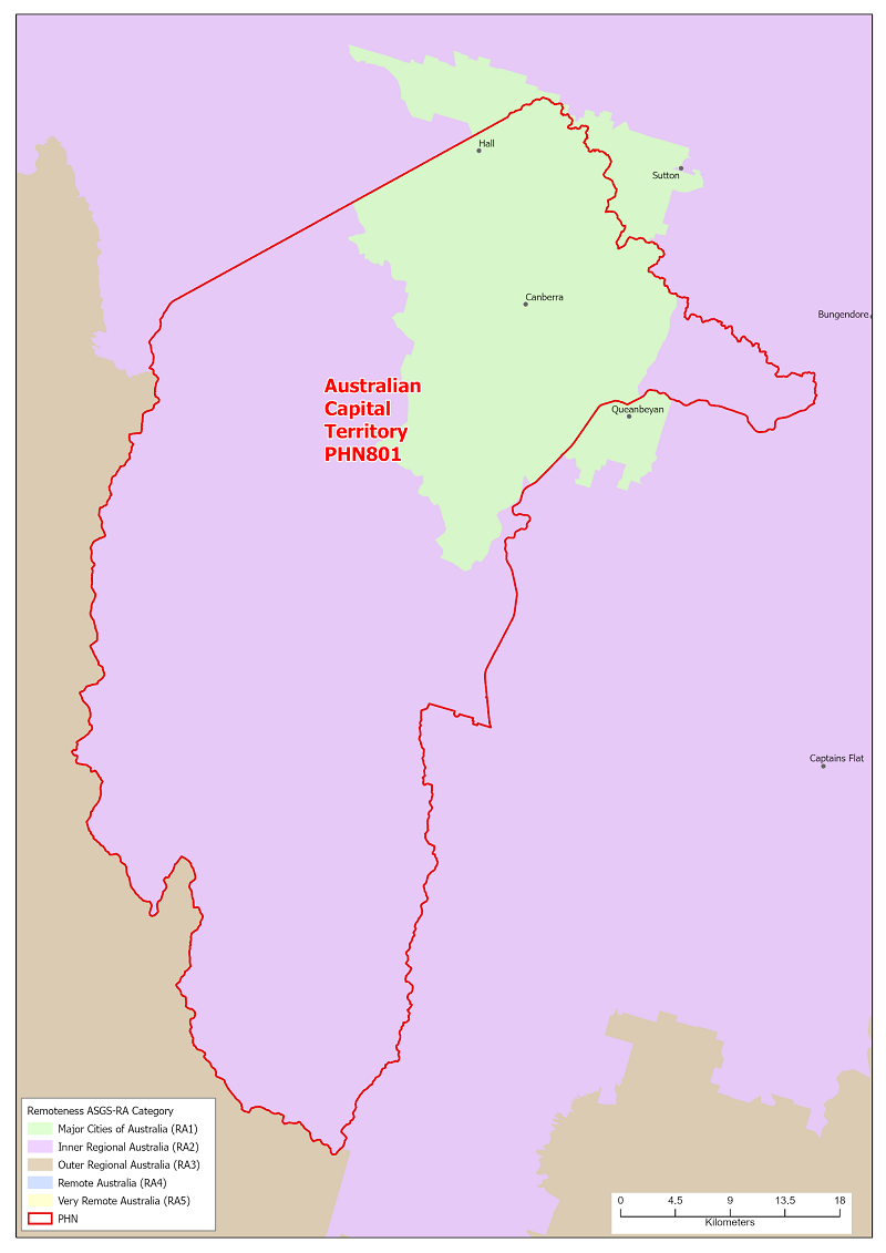 phn map ASGS remoteness area for ACT