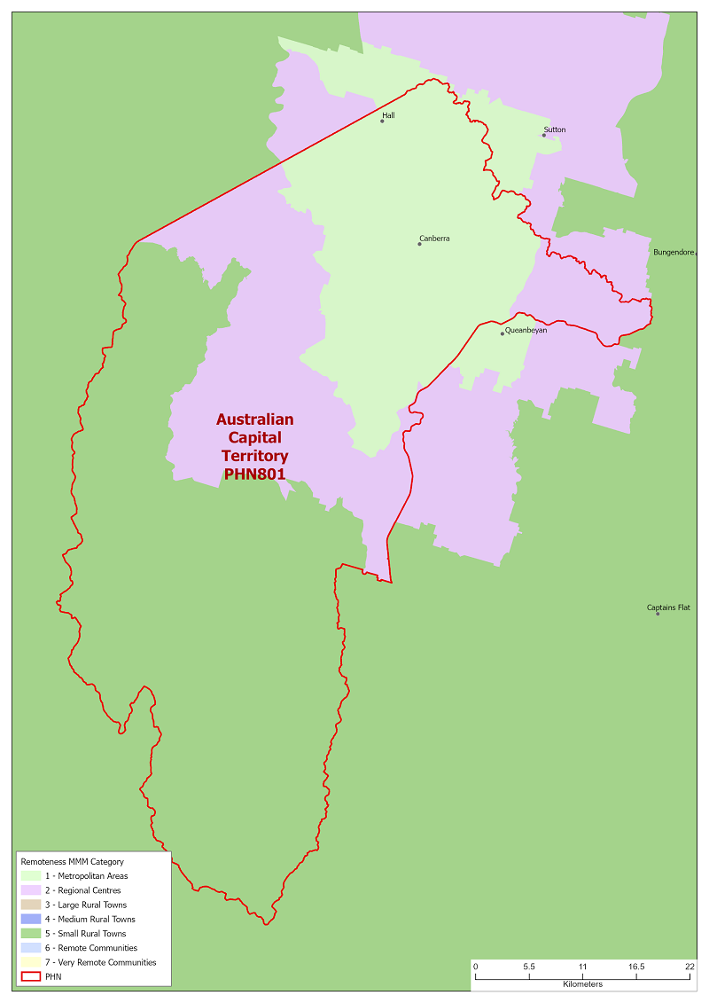 PHN map mmm remoteness area ACT