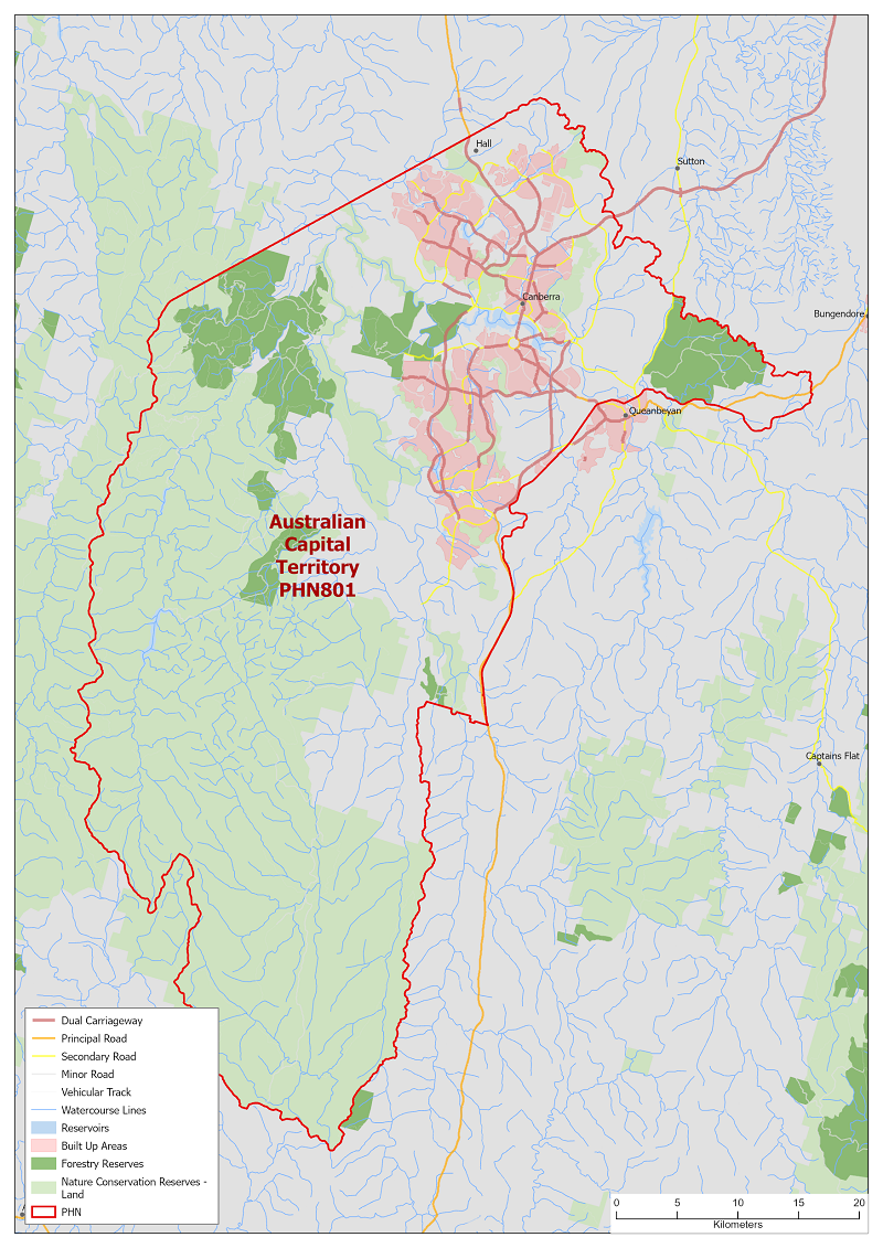 PHN map ACT topographic