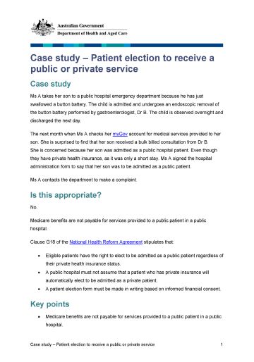 Case study – Patient election to receive a public or private service