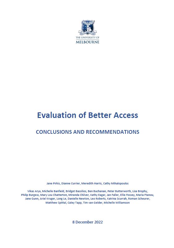 Conclusions and Recommendations - Evaluation of the Better Access