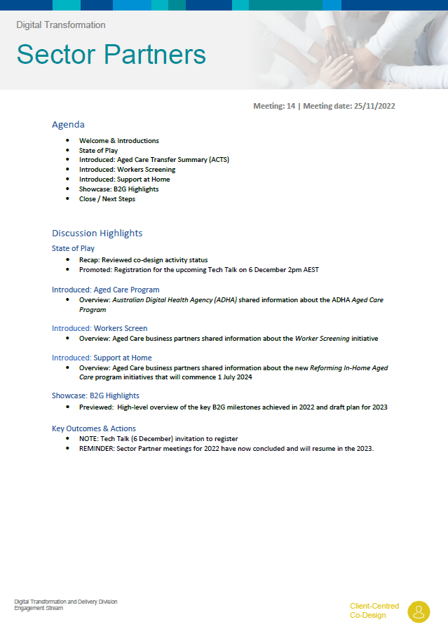 Digital Transformation Sector Partners slide presentation – 11 November 2022