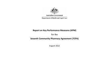 Cover image for Report on key performance indicators for the Seventh Community Pharmacy Agreement