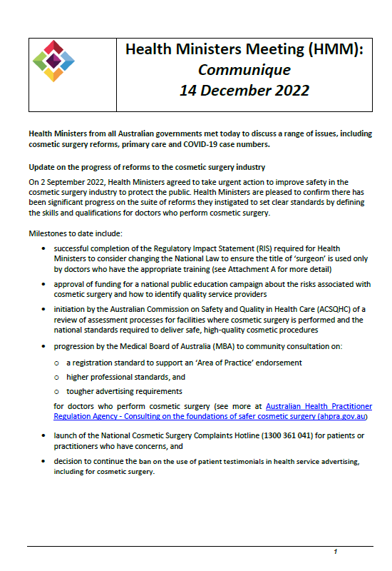 Health Ministers’ Meeting – Communique (14 December 2022)