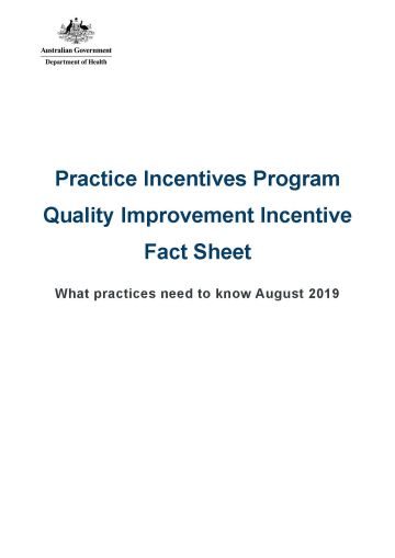 Cover image for Practice Incentives Program Quality Improvement Incentive fact sheet – What practices need to know