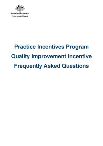 Cover image for Practice Incentives Program Quality Improvement Incentive – Frequently asked questions