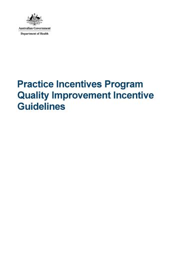 Cover image for Practice Incentives Program Quality Improvement Incentive – Guidelines