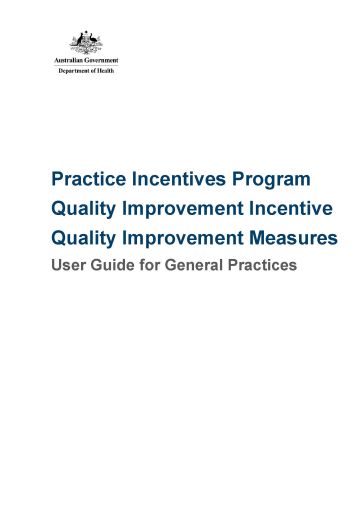 Cover image for Practice Incentives Program Quality Improvement Incentive – User guide for general practices