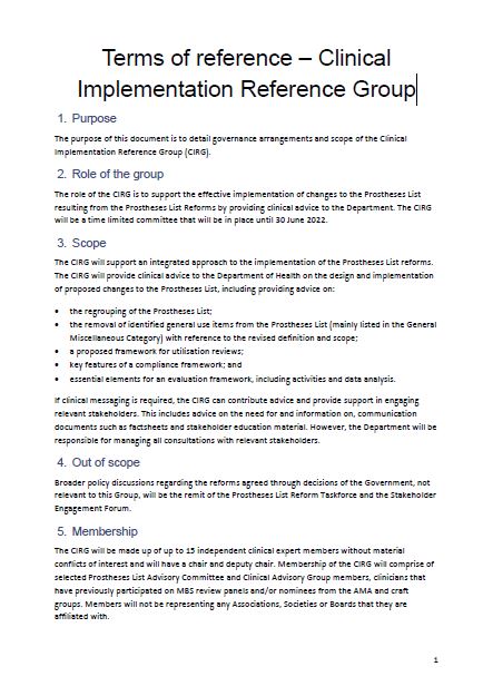 Cover image for CIRG terms of reference