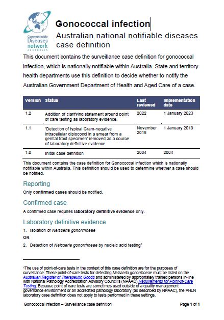 Cover page Gonococcal infection