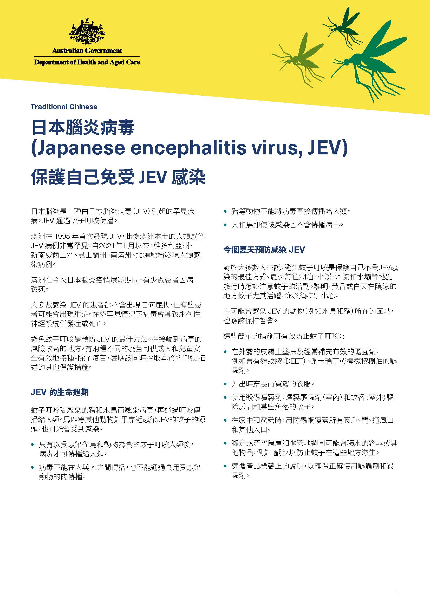 保護自己免受 JEV 感染