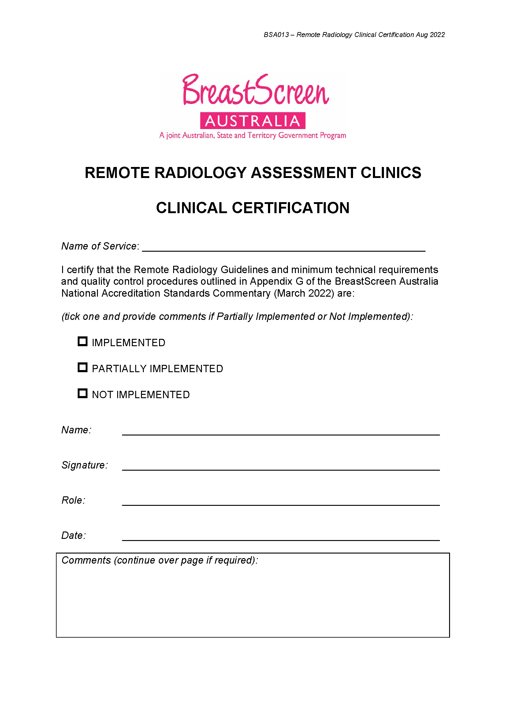 BreastScreen Australia – Remote Radiology Certification