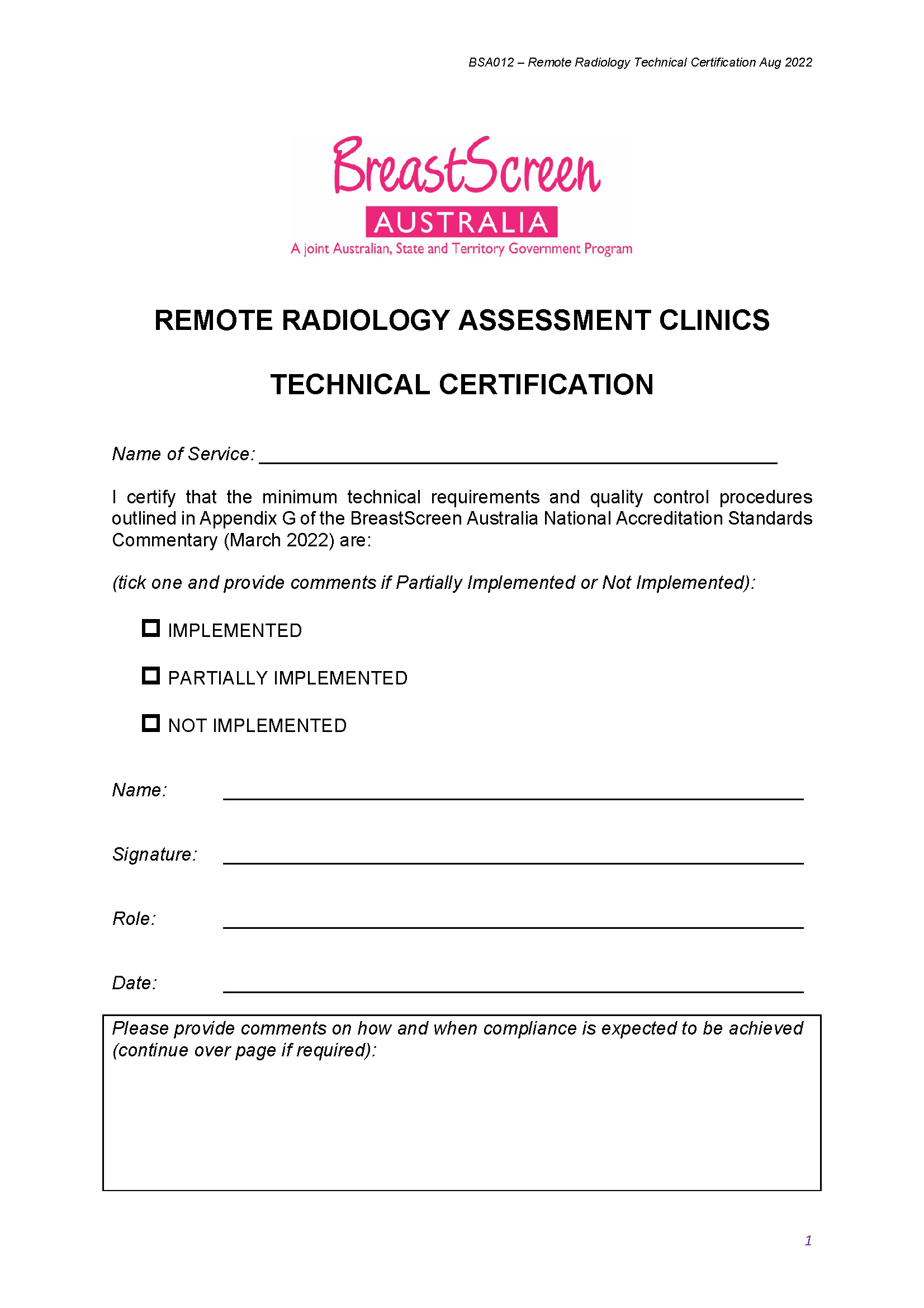 BreastScreen Australia – Remote Radiology Certification