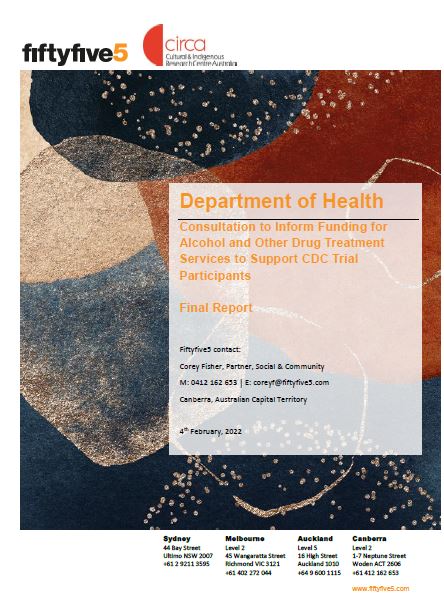 Cover image Consultation to Inform Funding for Alcohol and Other drug treatment services to support CDC trial participants