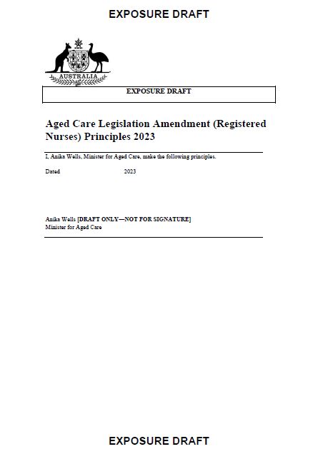 Cover page Aged Care Legislation Amendment (Registered Nurses) Principles 2023