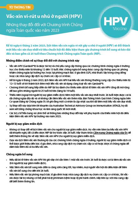 Cover page Human papillomavirus (HPV) vaccine – Vietnamese