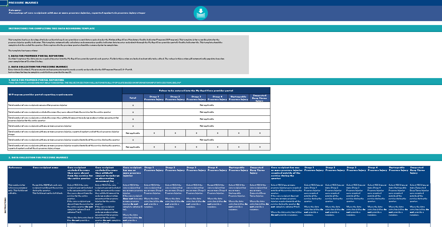 QI Program data recording template