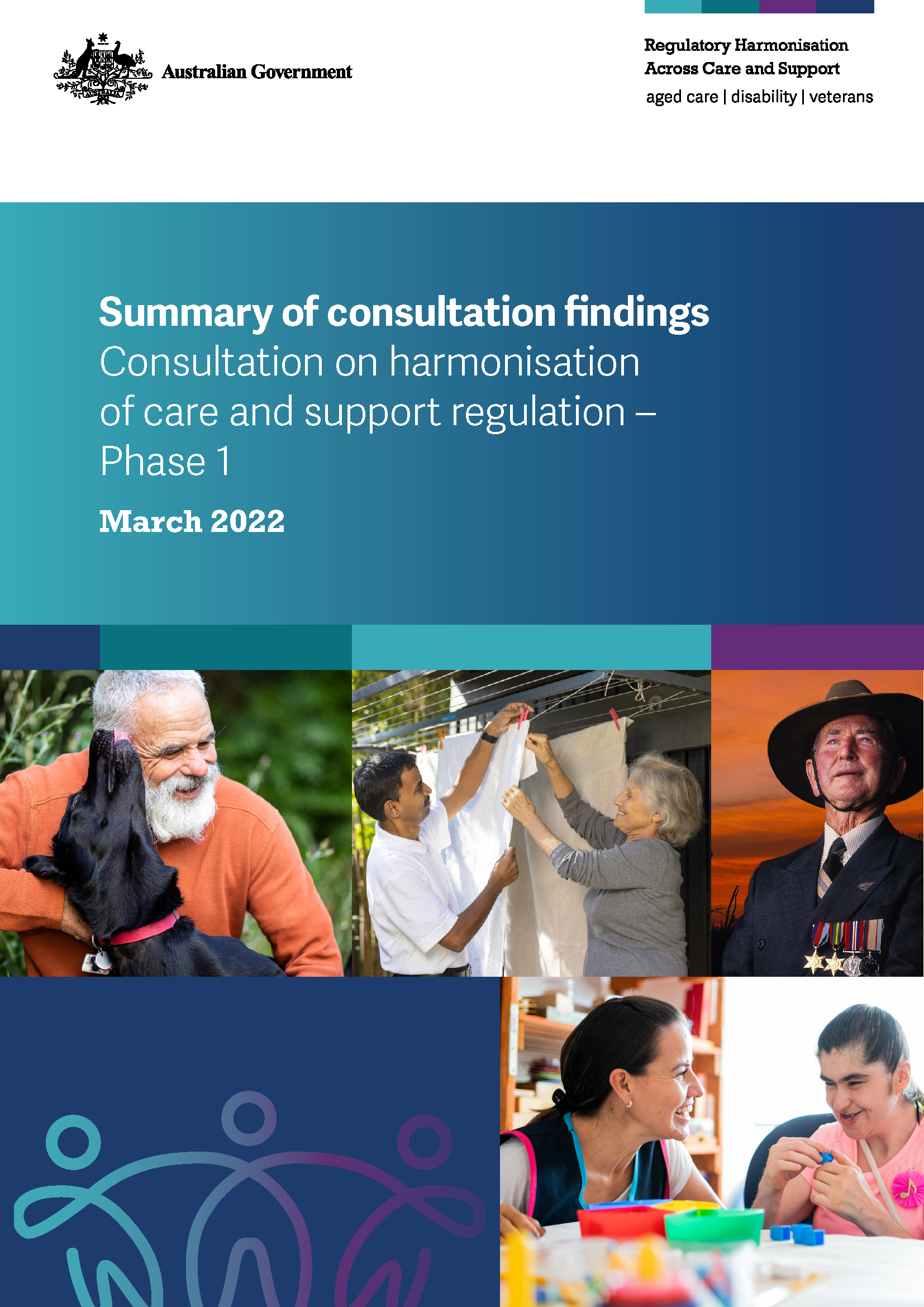 Cover pages from Summary of consultation findings – Consultation on harmonisation of care and support regulation – phase 1