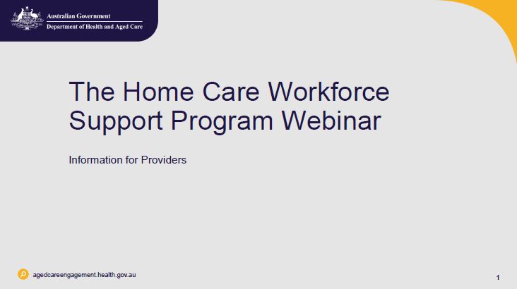 Cover page Supporting NSW and ACT home care providers to recruit and train personal care workers