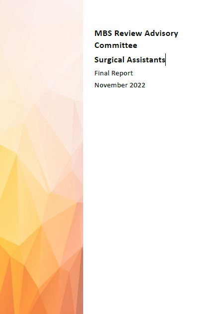 Cover page MBS review Advisory Committee Surgical Assistant Final Report