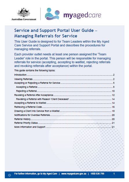 Cover page Service and support portal user guide – Manage referrals for service
