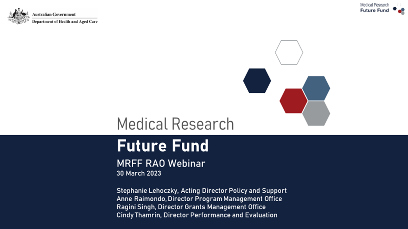 Medical Research Future Fund Research Administration Officer webinar presentation – 30 March 2023