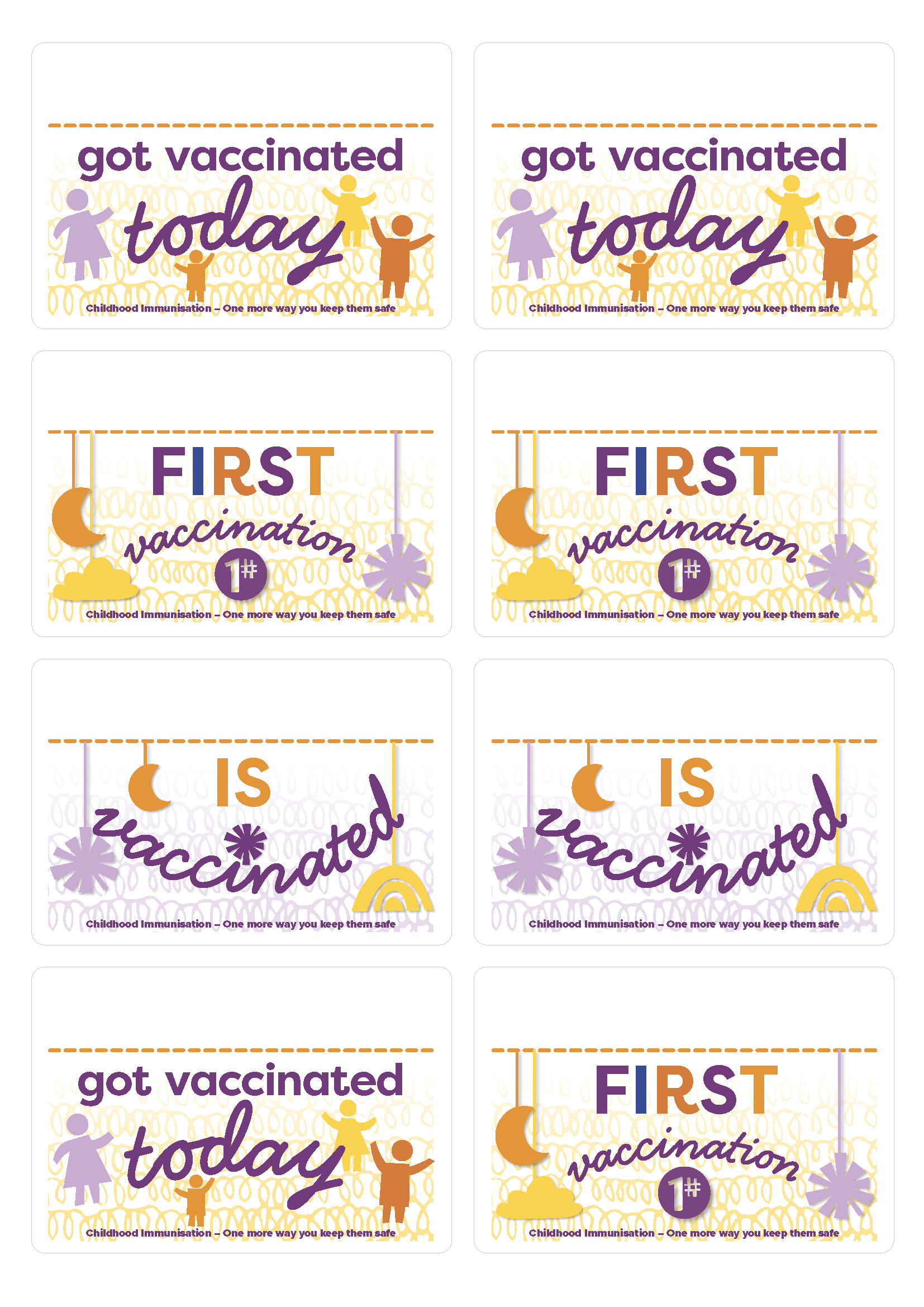 Vaccination milestone sticker sheets