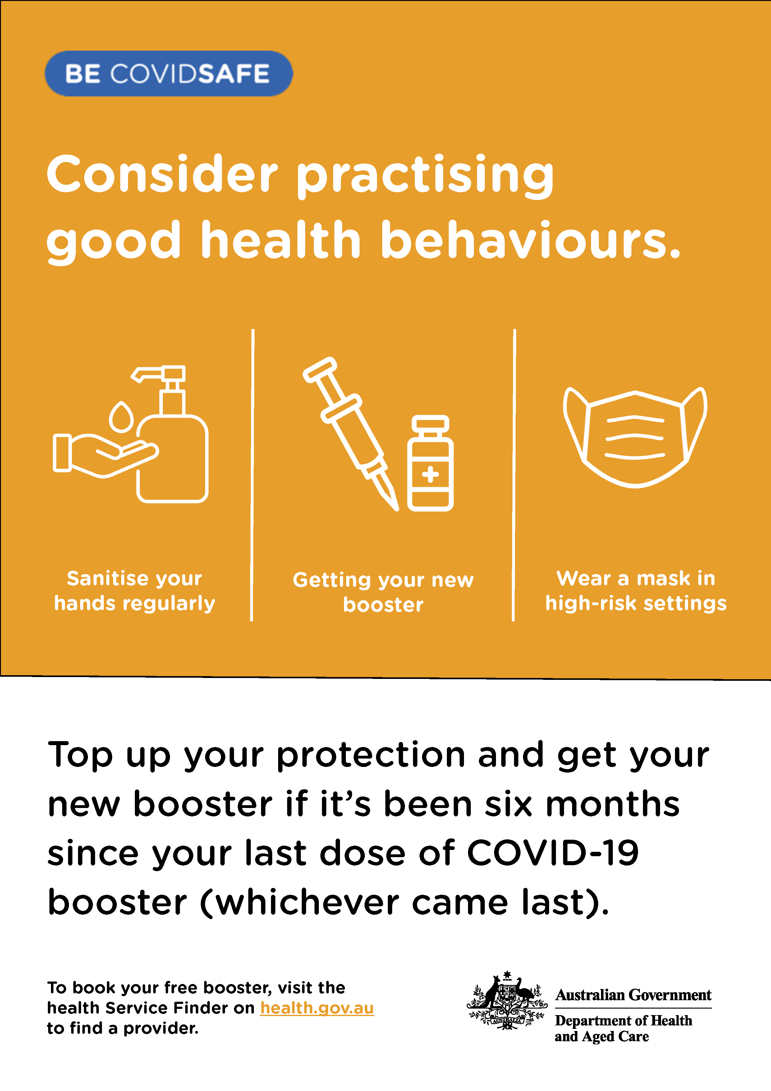 Consider practising good health behaviours – COVID-19 and influenza poster