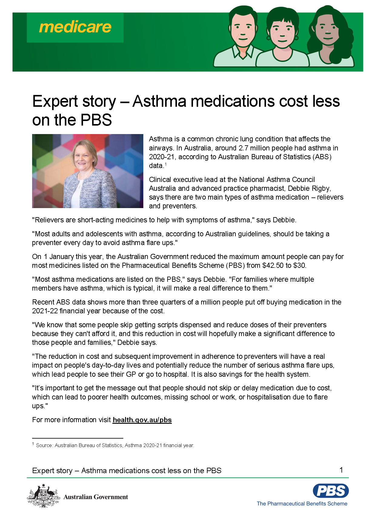 Expert story – Asthma medications cost less on the PBS