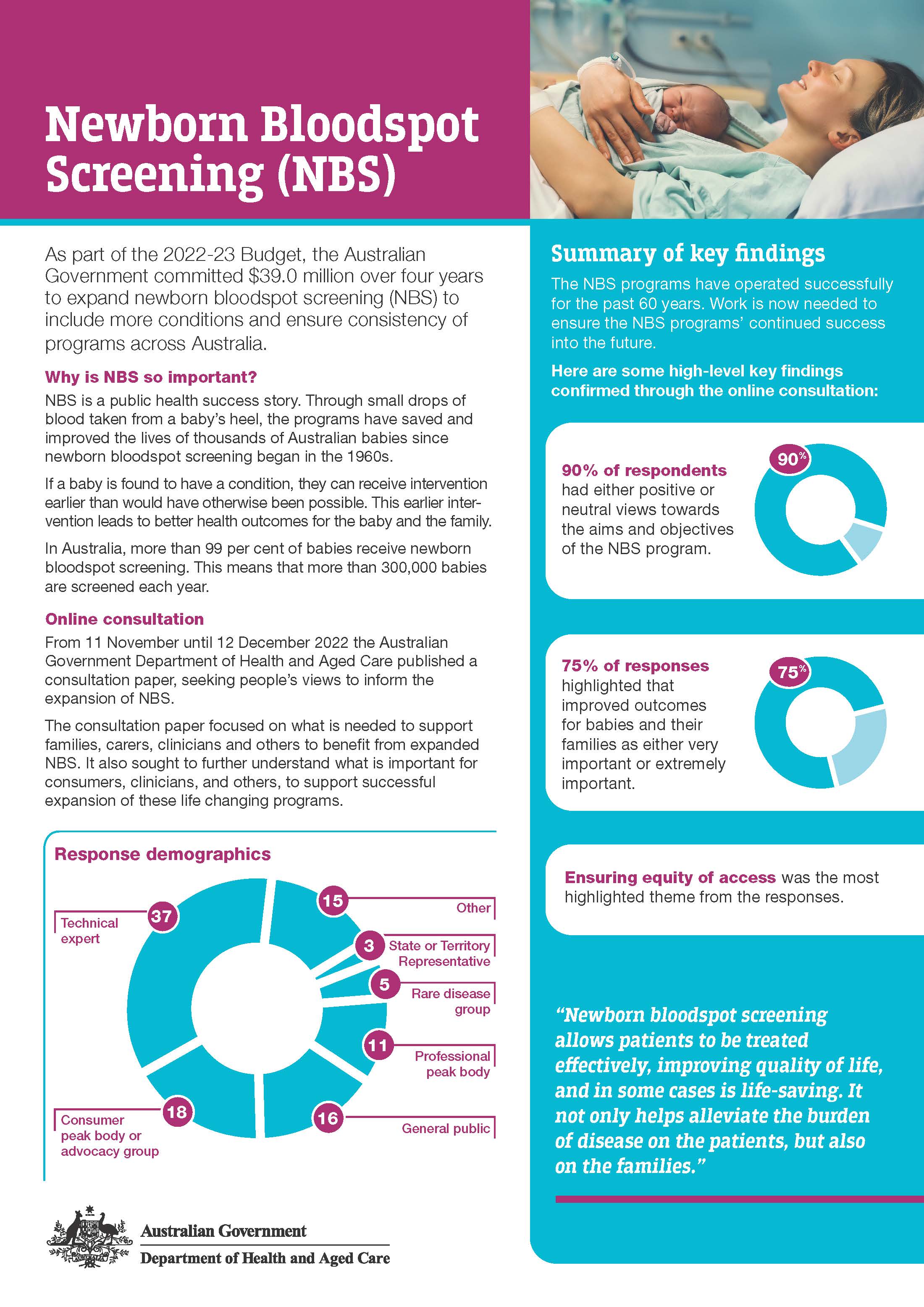 Newborn bloodspot screening – Public consultation infographic