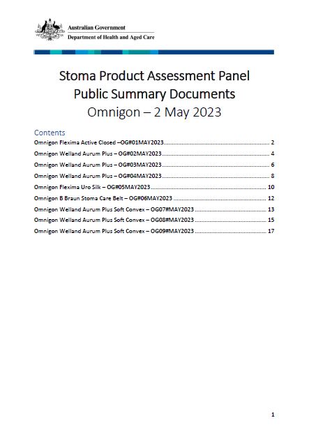 Stoma Product Assessment Panel – Public summary documents – Omnigon (May  2023)