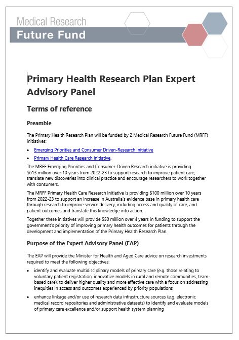 Primary Health Research Plan Expert Advisory Panel terms of reference.PDF