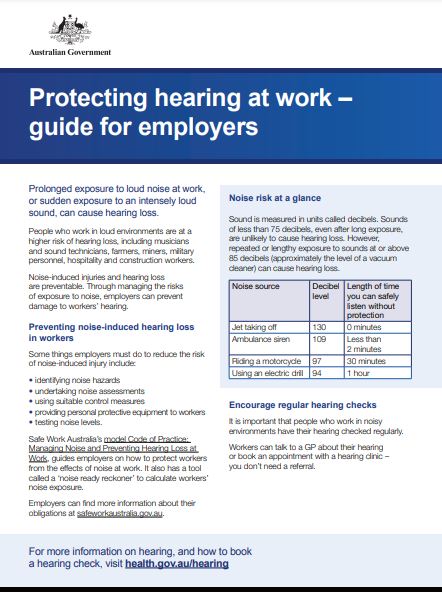 Protecting your hearing at work – guide for employers