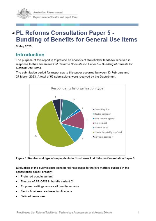 Stakeholder Feedback Report – Consultation Paper 5 Bundling of Benefits for General Use Items