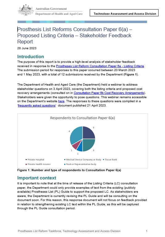 Stakeholder Feedback Report – Consultation Paper 6(a) Proposed Listing Criteria