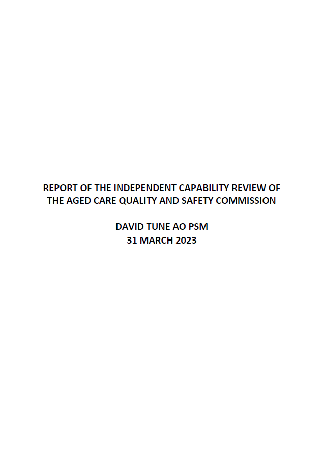 Final Report – Independent Capability Review of the Aged Care Quality and Safety Commission