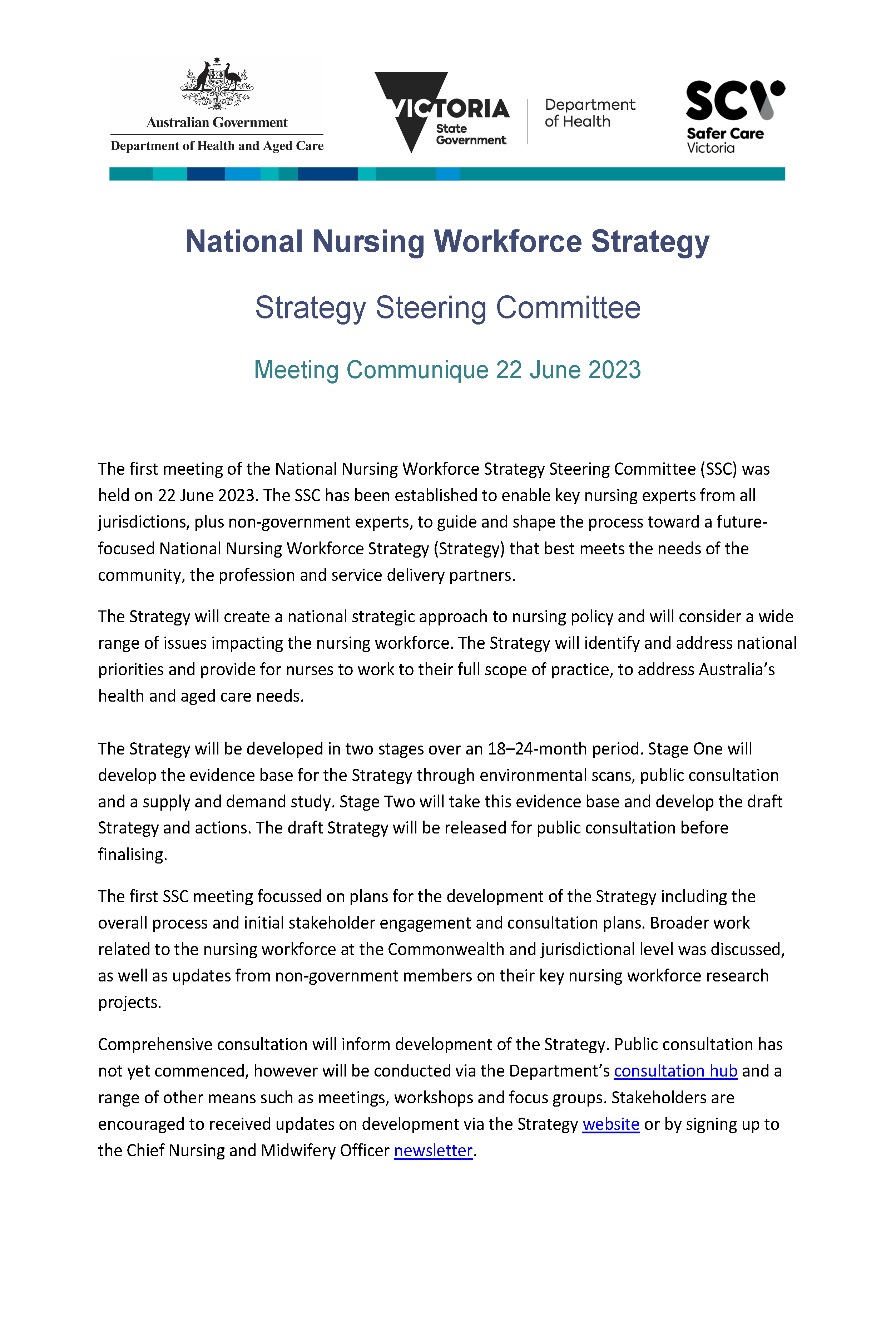 National Nursing Workforce Strategy - communique 22 June 2023