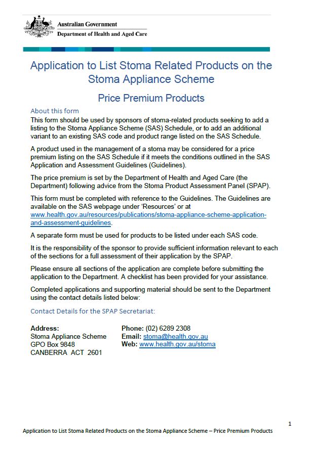 Stoma Appliance Scheme product features table to add additional variants to Benchmark Group 1-7 or Price Premium Products