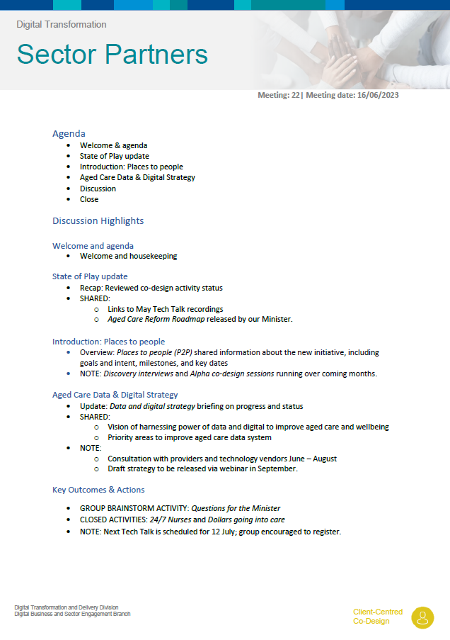Digital Transformation Sector Partners meeting summary – 16 June 2023