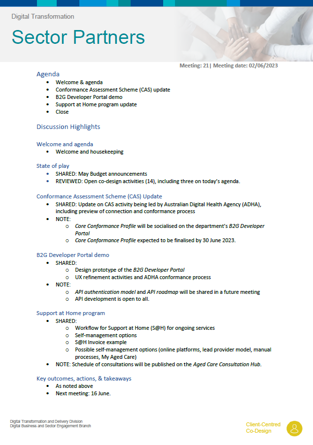 Digital Transformation Sector Partners meeting summary – 2 June 2023