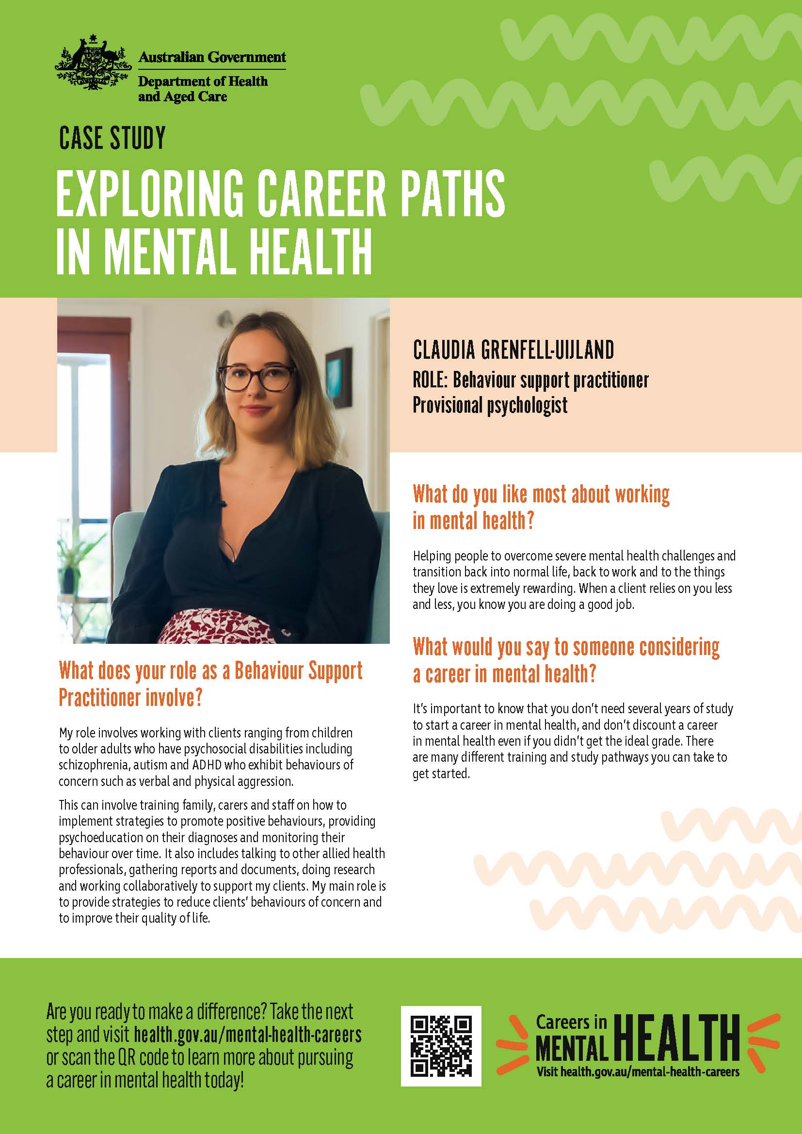 Mental health careers – Fact sheet – Behaviour Support Practitioner Claudia Grenfell-Uijland