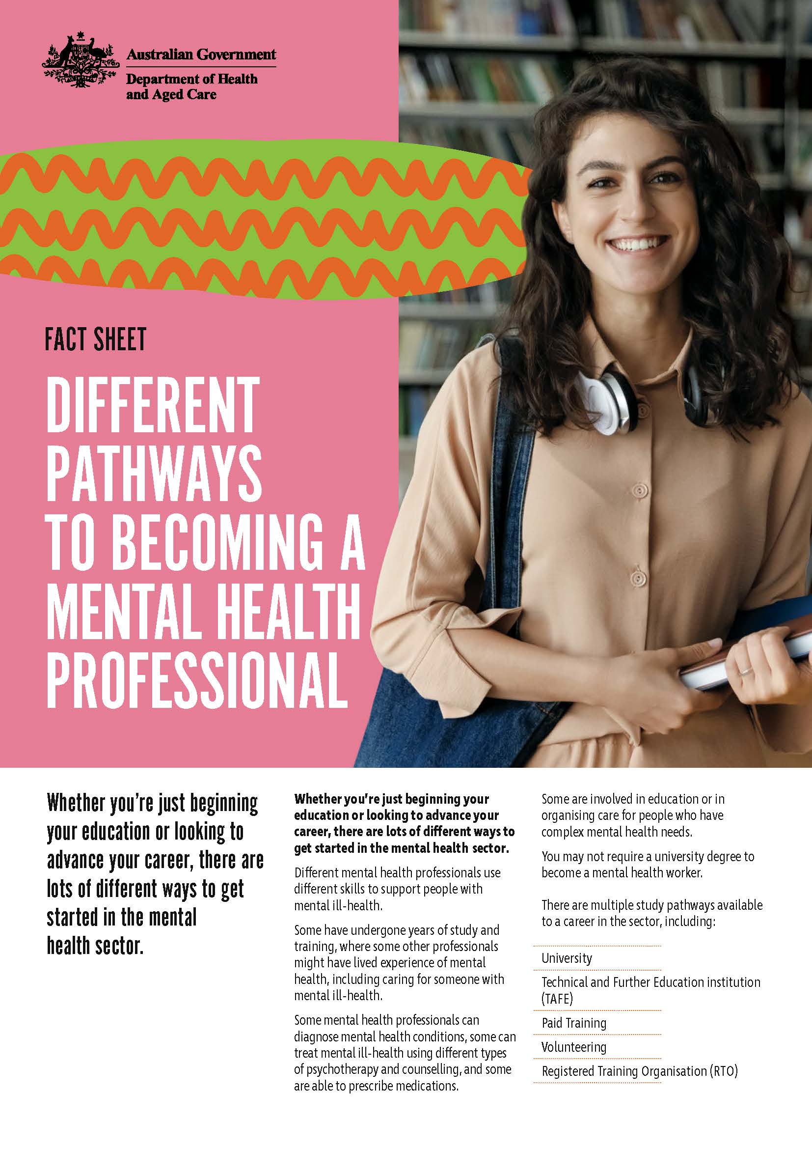 Mental health careers – Fact sheet – Different pathways to becoming a mental health professional