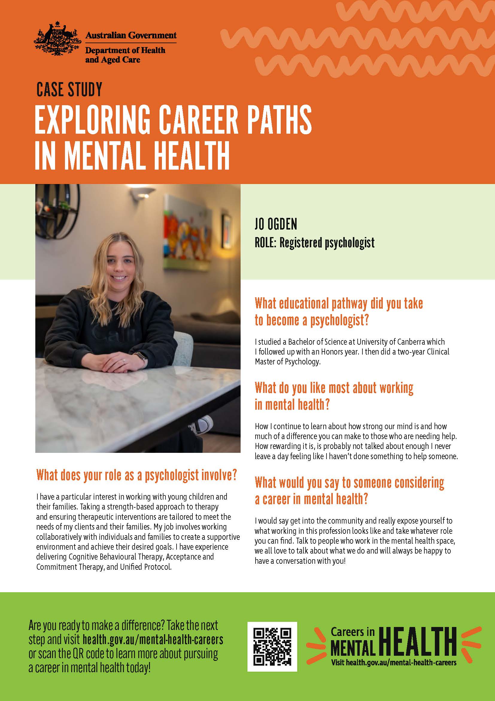 Mental health careers – Fact sheet – Registered Psychologist Jo Ogden