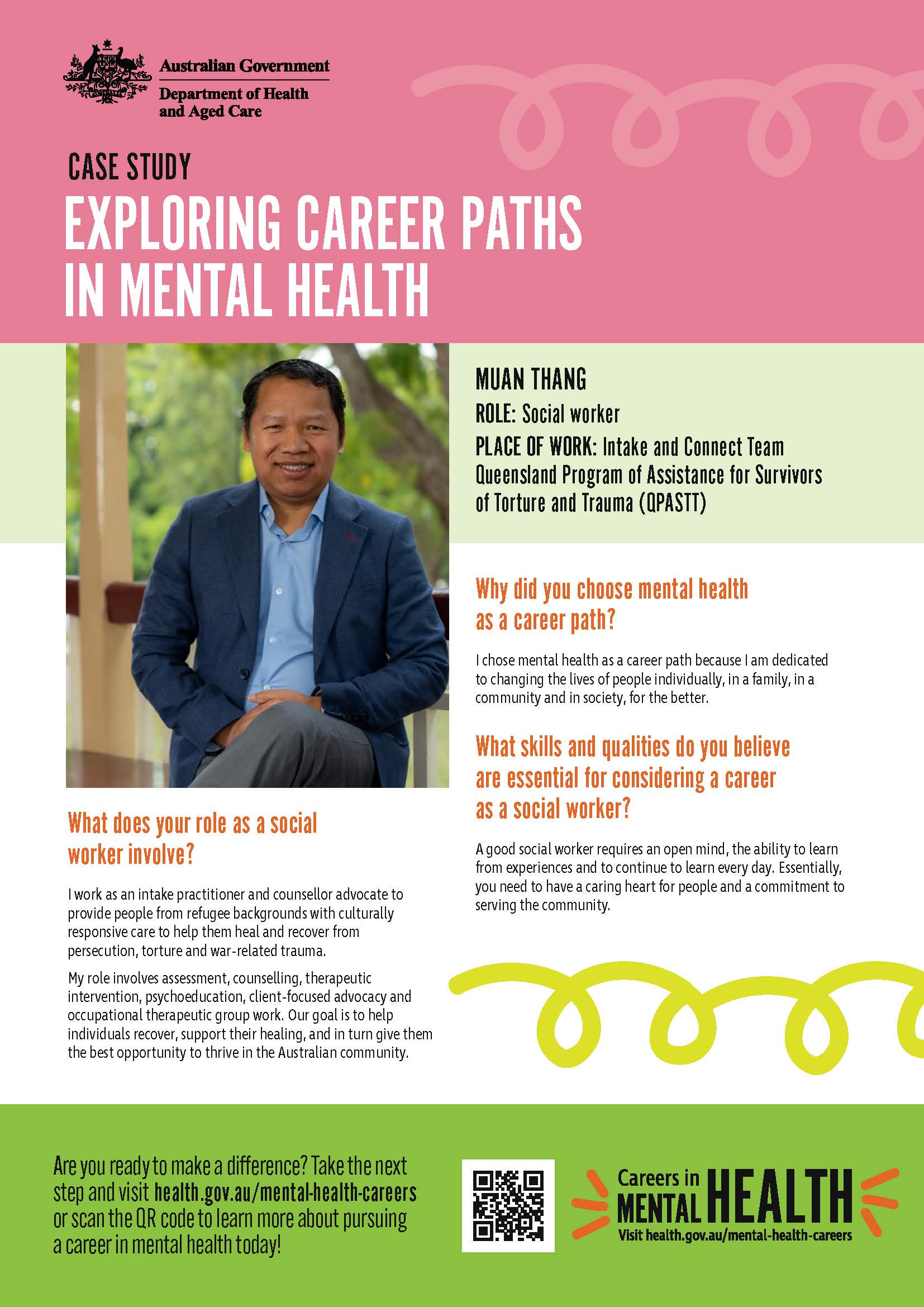 Mental health careers – Fact sheet – Social Worker Muan Thang