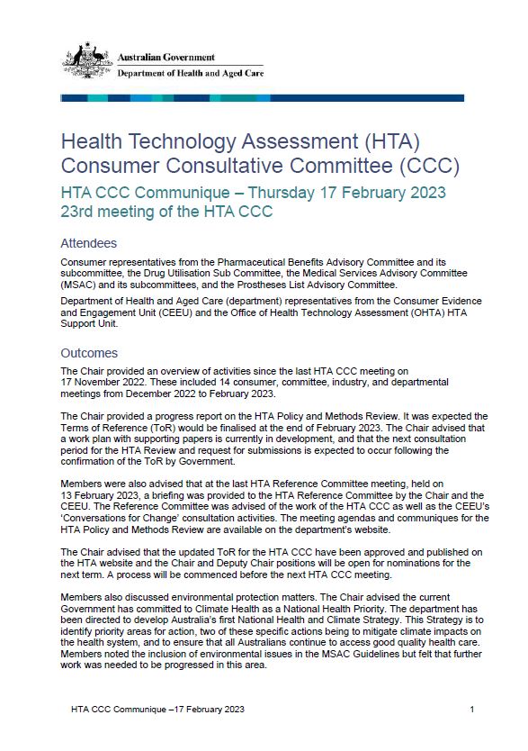 HTACCC communique –17 February 2023