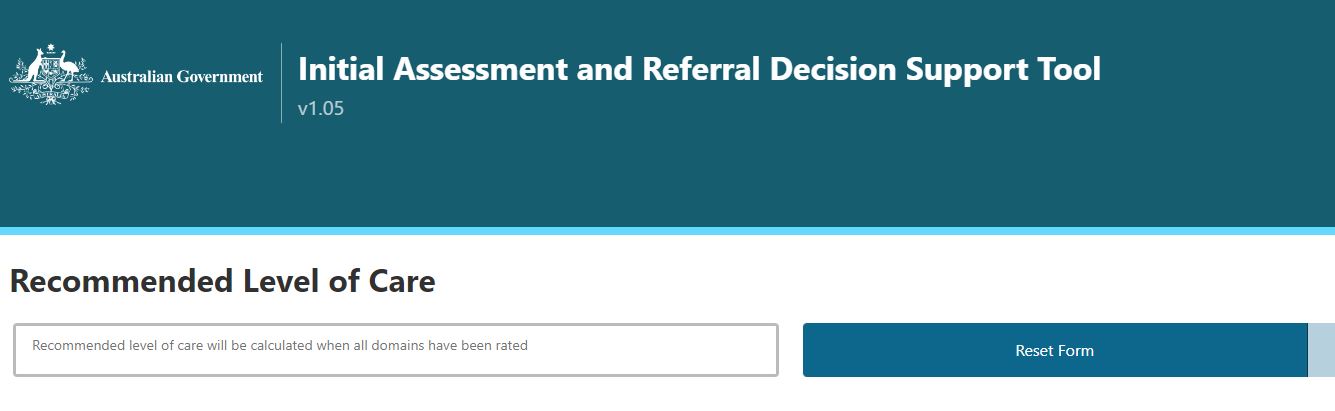 Initial Assessment and Referral Decision Support Tool – IAR Decisions Support Tool 