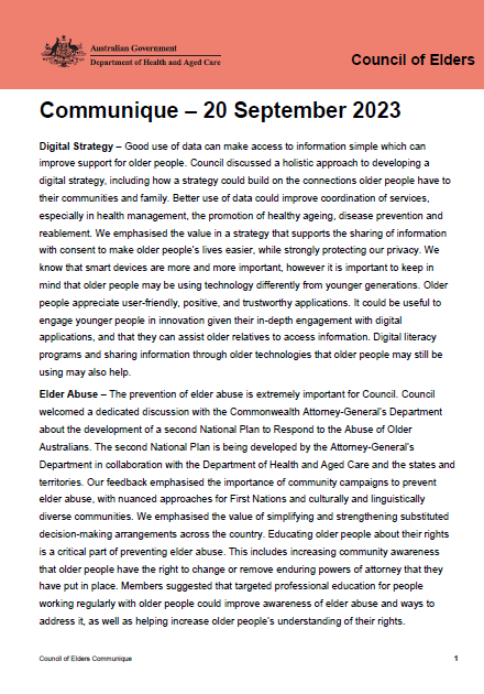 Council of Elders communique – 20 September 2023